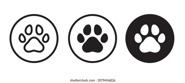 paw print icon, Cat pawprint. Animal tracks logo. Animal footprint icons button, vector, sign, symbol, logo, illustration, editable stroke, flat design style isolated on white linear pictogram