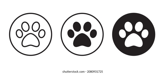 paw print icon, Cat pawprint. Animal tracks logo. Animal footprint icons button, vector, sign, symbol, logo, illustration, editable stroke, flat design style isolated on white linear pictogram