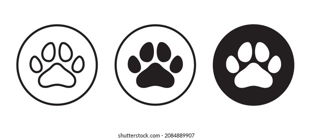 paw print icon, Cat pawprint. Animal tracks logo. Animal footprint icons button, vector, sign, symbol, logo, illustration, editable stroke, flat design style isolated on white linear pictogram