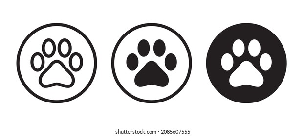 paw print icon, Cat pawprint. Animal tracks logo. Animal footprint icons button, vector, sign, symbol, logo, illustration, editable stroke, flat design style isolated on white linear pictogram