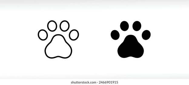 paw print icon, Cat pawprint. Animal tracks logo. Animal footprint icons button, vector, sign, symbol, logo, illustration, editable stroke, flat design style isolated on white linear pictogram