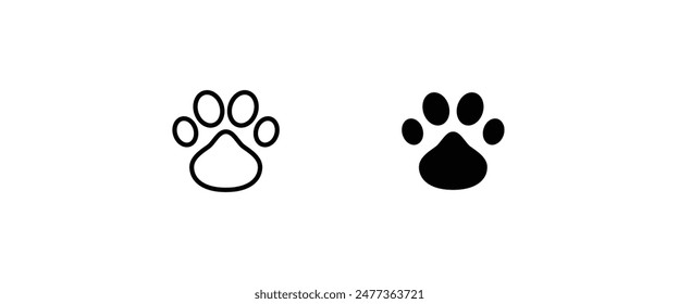 paw print icon, Cat pawprint. Animal tracks logo. Animal footprint icons button, vector, sign, symbol, logo, illustration, editable stroke, flat design style isolated on white linear pictogram