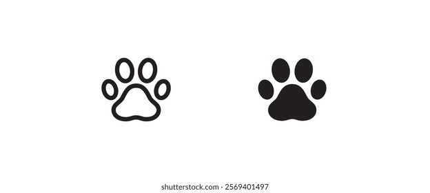 paw print icon, Cat pawprint. Animal tracks logo. Animal footprint icons button, vector, sign, symbol, logo, illustration, editable stroke, flat design style isolated on white linear pictogram