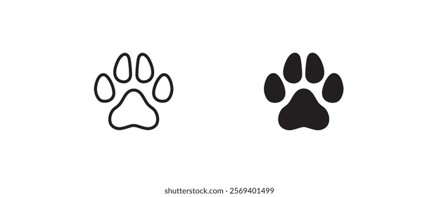 paw print icon, Cat pawprint. Animal tracks logo. Animal footprint icons button, vector, sign, symbol, logo, illustration, editable stroke, flat design style isolated on white linear pictogram