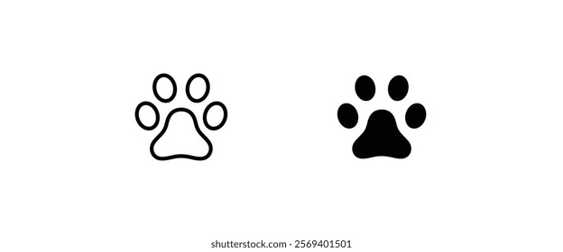 paw print icon, Cat pawprint. Animal tracks logo. Animal footprint icons button, vector, sign, symbol, logo, illustration, editable stroke, flat design style isolated on white linear pictogram