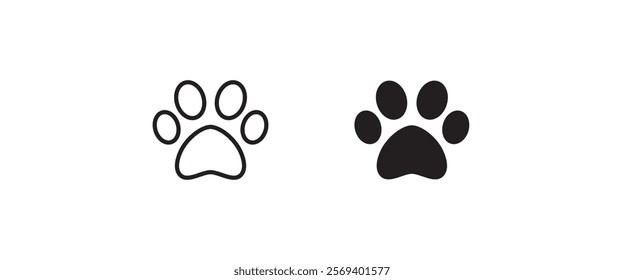 paw print icon, Cat pawprint. Animal tracks logo. Animal footprint icons button, vector, sign, symbol, logo, illustration, editable stroke, flat design style isolated on white linear pictogram