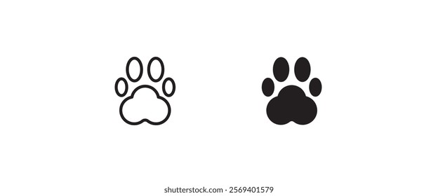 paw print icon, Cat pawprint. Animal tracks logo. Animal footprint icons button, vector, sign, symbol, logo, illustration, editable stroke, flat design style isolated on white linear pictogram