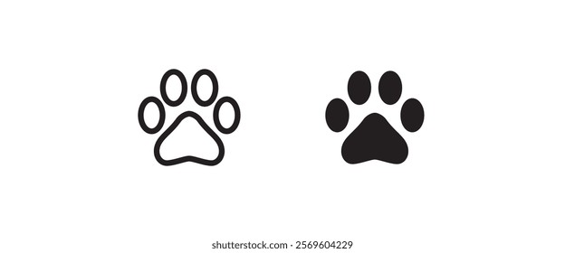 paw print icon, Cat pawprint. Animal tracks logo. Animal footprint icons button, vector, sign, symbol, logo, illustration, editable stroke, flat design style isolated on white linear pictogram