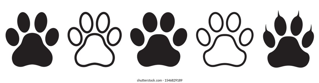 Paw print icon collection. Vector illustration.