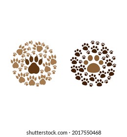 Paw print icon design set bundle template isolated