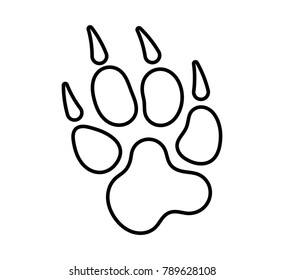 Paw Print Icon, Dog, Cat, Fox Foot Imprint Vector Art Illustration