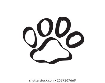 Icono de la impresión de la pata, rastros del pie del perro, impresión de las piernas del gato, silueta de la huella del animal doméstico, símbolos animales mínimos de las Pistas, Ilustración vectorial del bosquejo del doodle