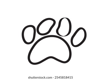 Icono de la impresión de la pata, rastros del pie del perro, impresión de las piernas del gato, silueta de la huella del animal doméstico, símbolos animales mínimos de las Pistas, Ilustración vectorial del bosquejo del doodle