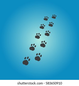 Paw print icon. Flat vector illustration in black on white background.