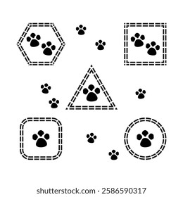 Paw print icon. Geometric shape symbol. Animal footprint sign. Vector pet mark.