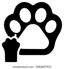 Paw print icon with glyph style. Suitable for website design, logo, app and UI. Based on the size of the icon in general, so it can be reduced.