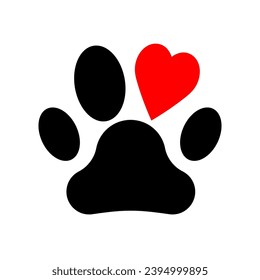 Paw print icon with heart