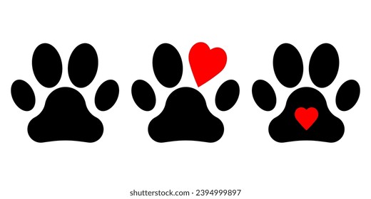 Paw print icon with heart