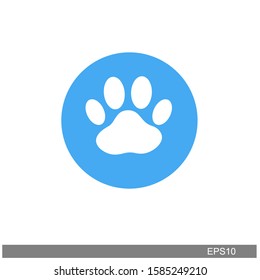 Paw print icon Inside the blue circle.vector ilustration