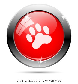 Paw print icon. Internet button on white background. 