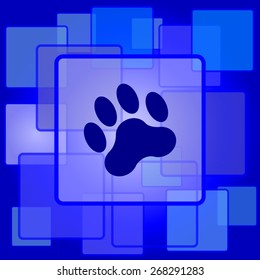 Paw print icon. Internet button on abstract background. 