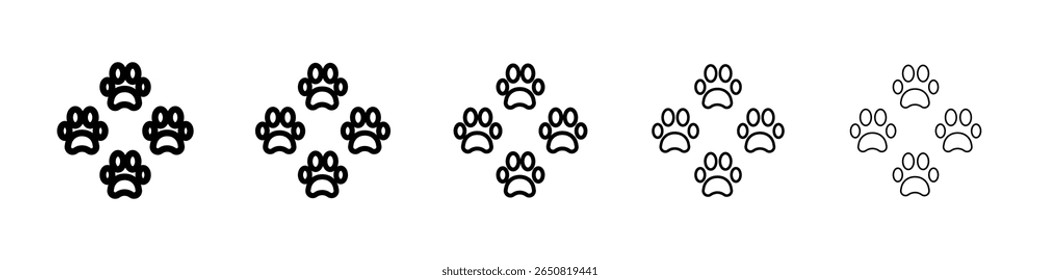 Paw Print icon isolated vector on white background set