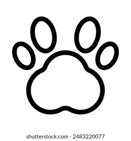Paw Print icon linear logo mark in black and white
