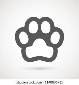 Paw Print icon. Logo. Vector Illustration. Isolated vector Illustration. Grey on White background.