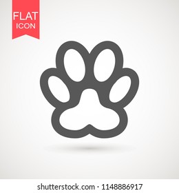 Paw Print icon. Logo. Vector Illustration. Isolated vector Illustration. Grey on White background.