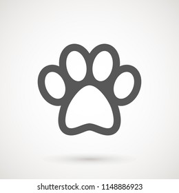 Paw Print icon. Logo. Vector Illustration. Isolated vector Illustration. Grey on White background.