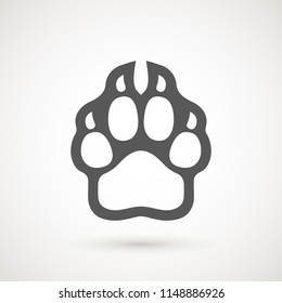 Paw Print icon. Logo. Vector Illustration. Isolated vector Illustration. Grey on White background.