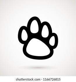 Paw Print icon. Logo. Vector Illustration. Isolated vector Illustration. Grey on White background.