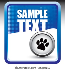 paw print icon on blue checkered banner