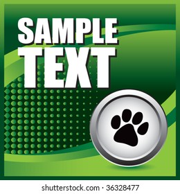 paw print icon on green checkered banner