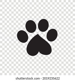 Paw print icon on transparent background. Vector