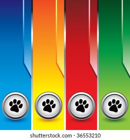 paw print icon on vertical colored banners