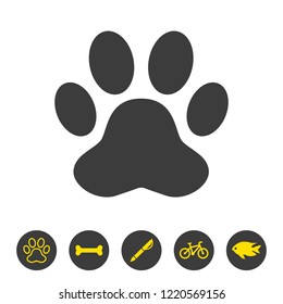 Paw print icon on white background. Vector illustration