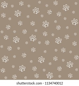 Paw print icon seamless, brown vector illustration