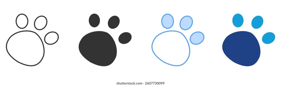 Paw Print Icon Set Multiple Style Collection