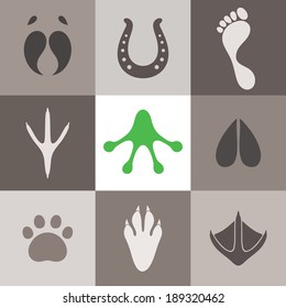 Paw print. Icon set. Vector illustration