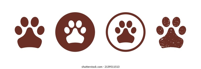 Paw print icon set. Vector illustration.