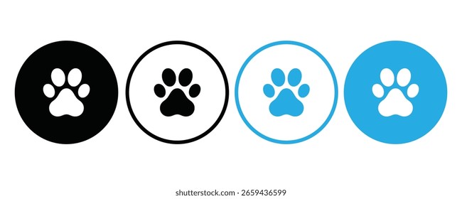 paw print icon set vector on white background.