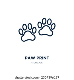 paw print icon from stone age collection. Thin linear paw print, cat, foot outline icon isolated on white background. Line vector paw print sign, symbol for web and mobile