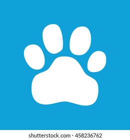 Paw print icon vector. Blue background