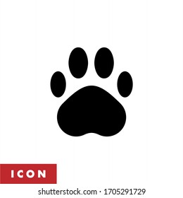 Paw print icon vector. Dog paw icon isolated