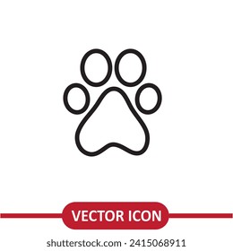 Paw print icon vector flat liner illustration on white background..eps