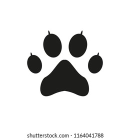 Paw print icon vector illustration isolated on white background. Dog, cat, bear paw symbol flat pictogram.