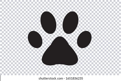 Paw print icon vector illustration. Transparent background.