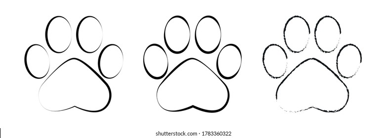 Paw Print , paw .Paw icon vector illustration isolated on white background. Dog, cat, bear, wolf . Legs. Foot prints. Different animal paw vector illustrations