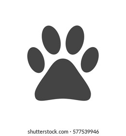 Paw print icon vector illustration isolated on white background. Dog, cat, bear paw symbol flat pictogram.